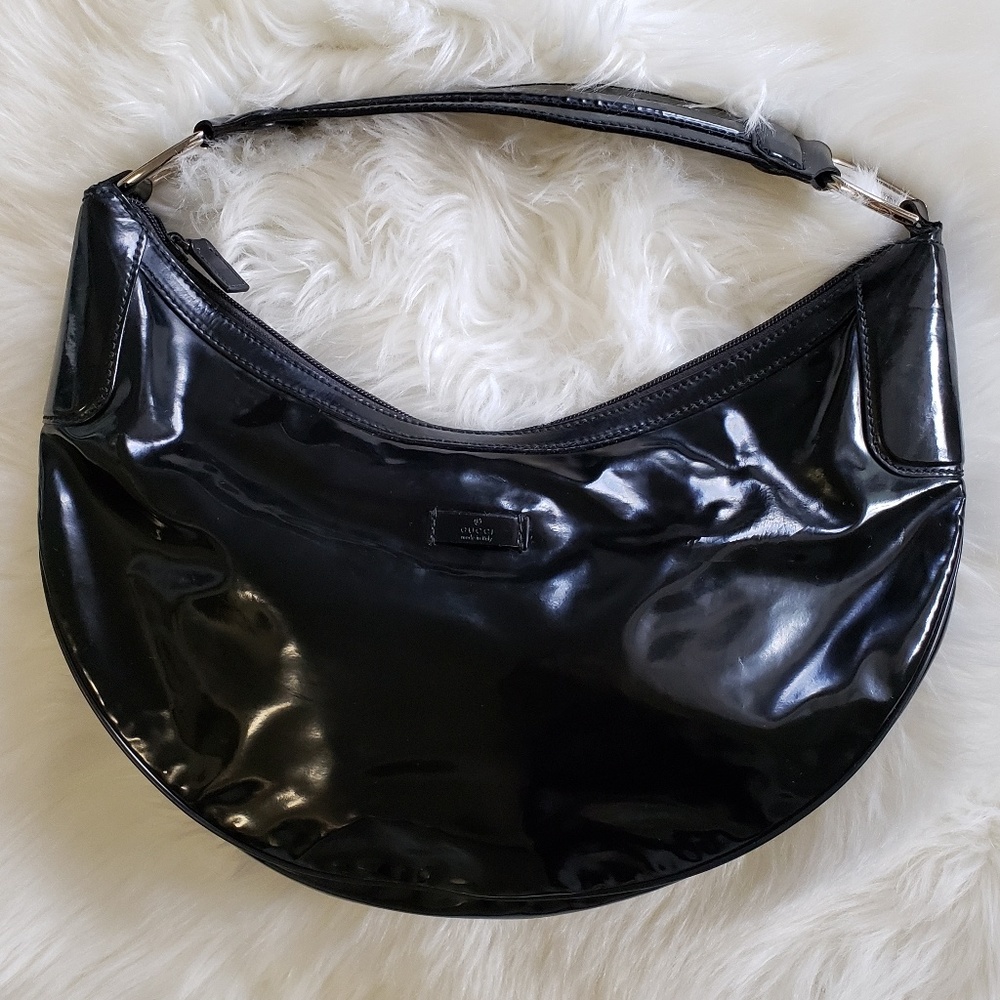 B2G1 Gucci Patent Leather Half Moon Shoulder Bag - Picture 3 of 8